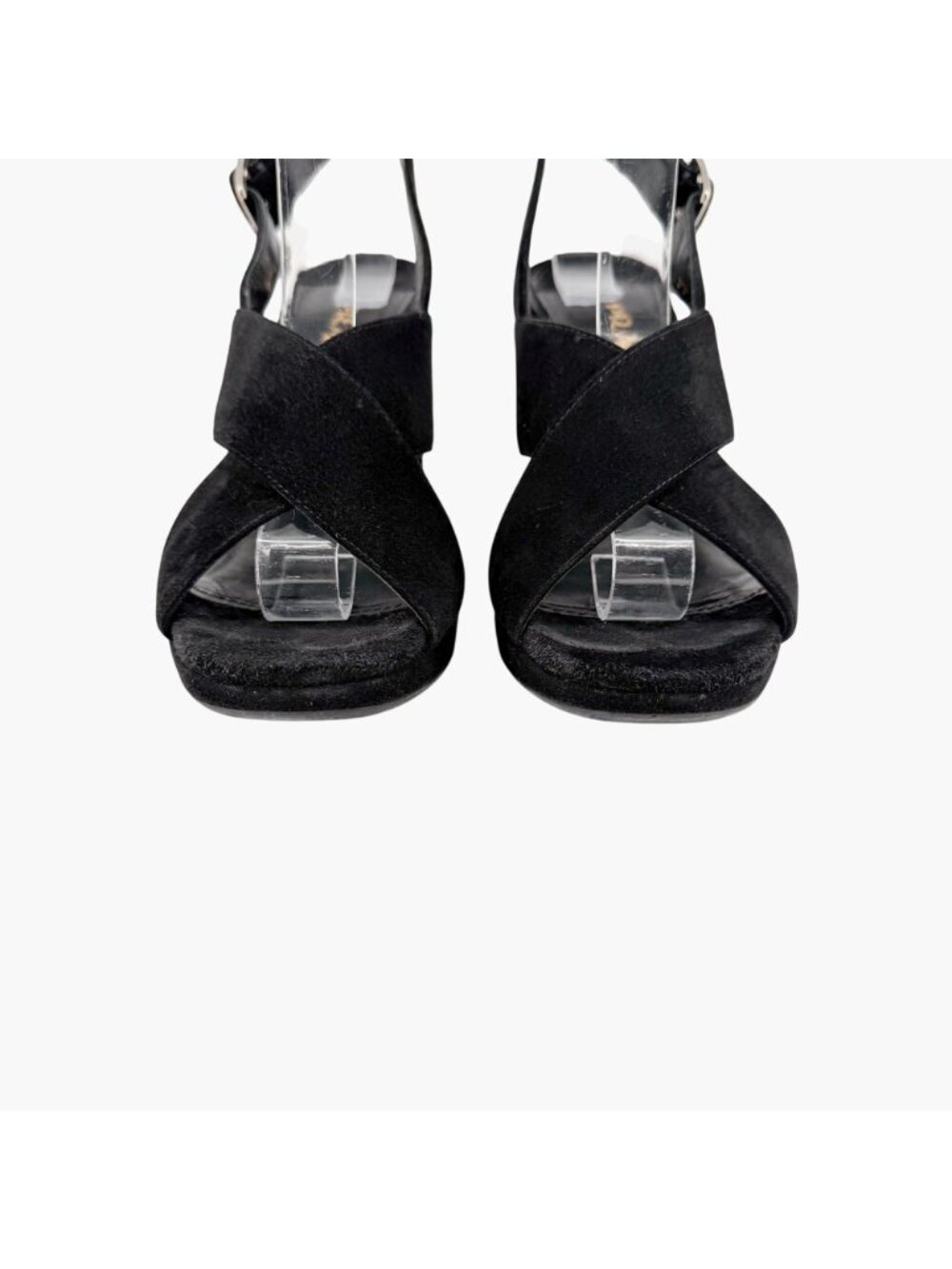 Prada Cross Strap Platform Sandals Black Suede Size 37.5 US 7.5 Women’s - Picture 4 of 15